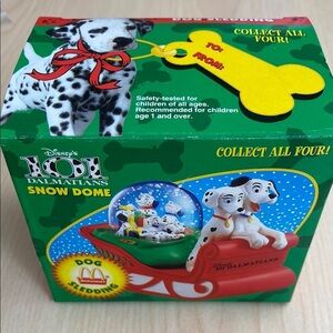 Vintage McDonald’s Toy Disney’s 101 Dalmatians Dog Sledding Snow Dome